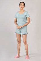 MAdMee Soft Knitted Co-ord Set – Blue Dots