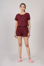 MAdMee Soft Knitted Co-ord Set – Wine Red