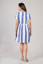 MAdMee Naturally You - Striped Organic Cotton Dress - Indigo Blue
