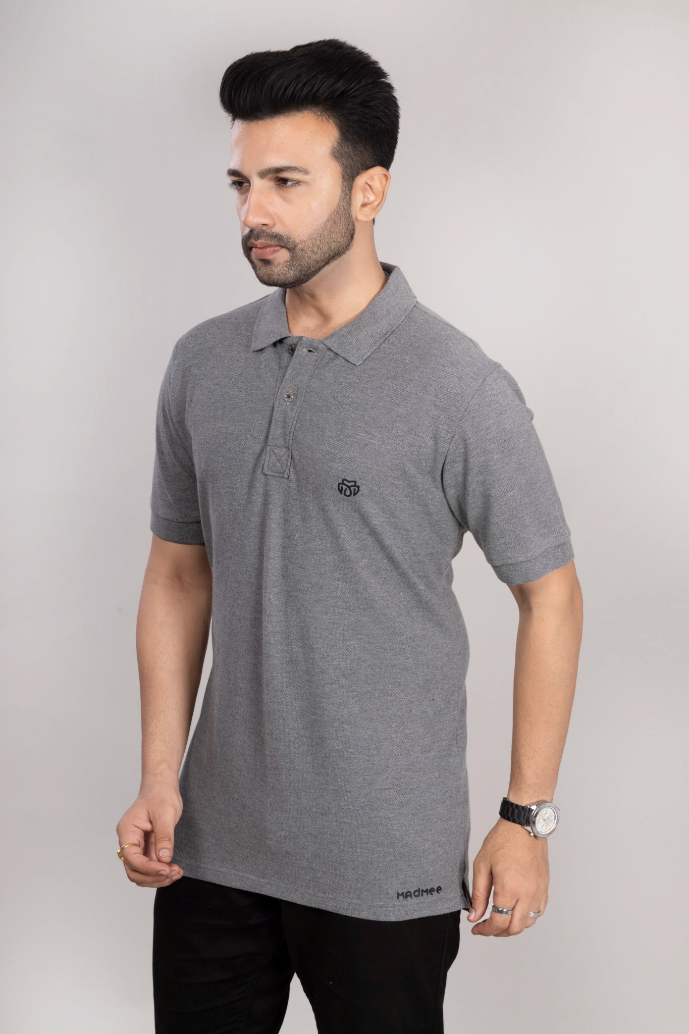 MAdMee Ace Polo - Ash Grey Melange
