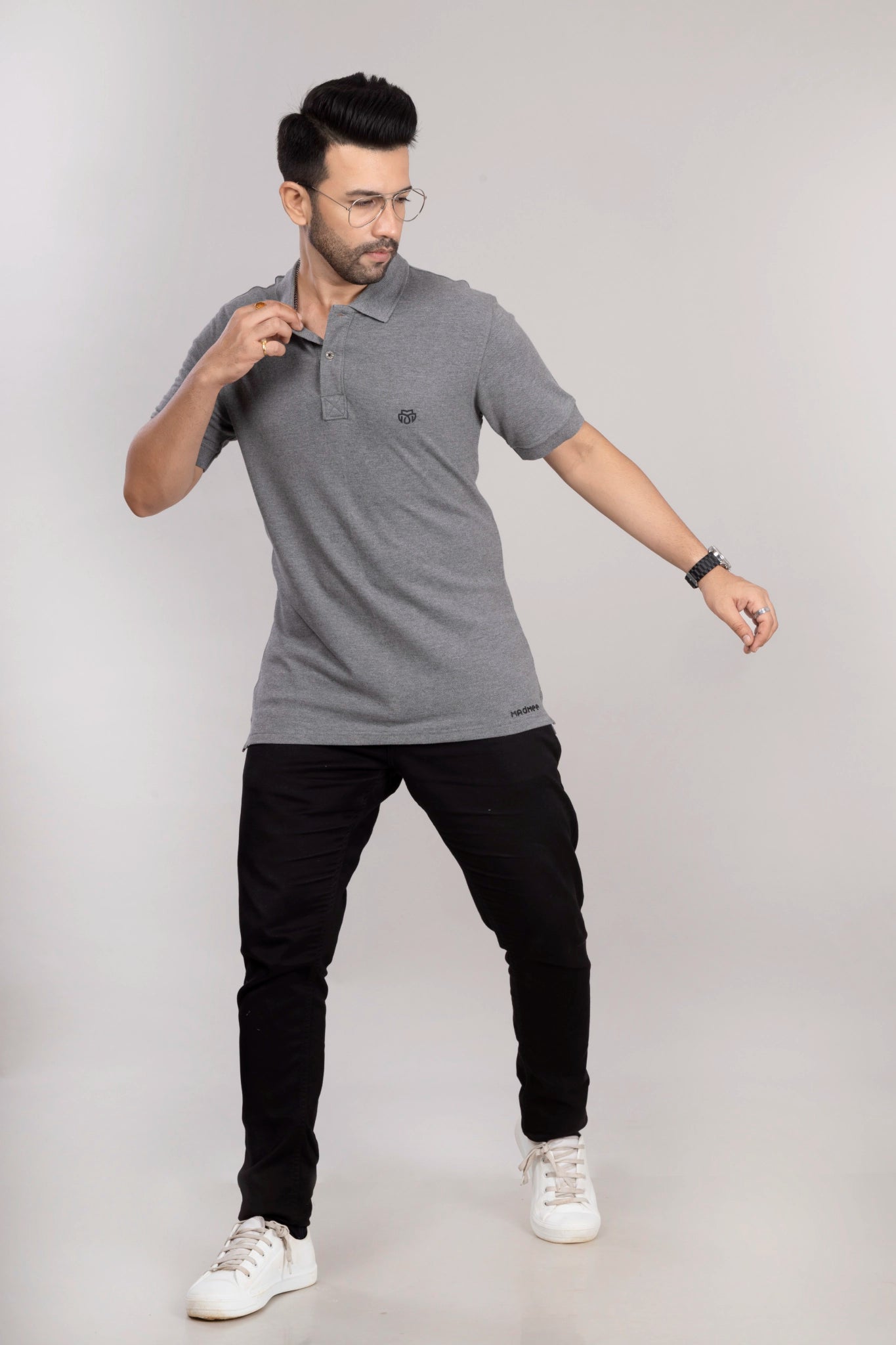MAdMee Ace Polo - Ash Grey Melange