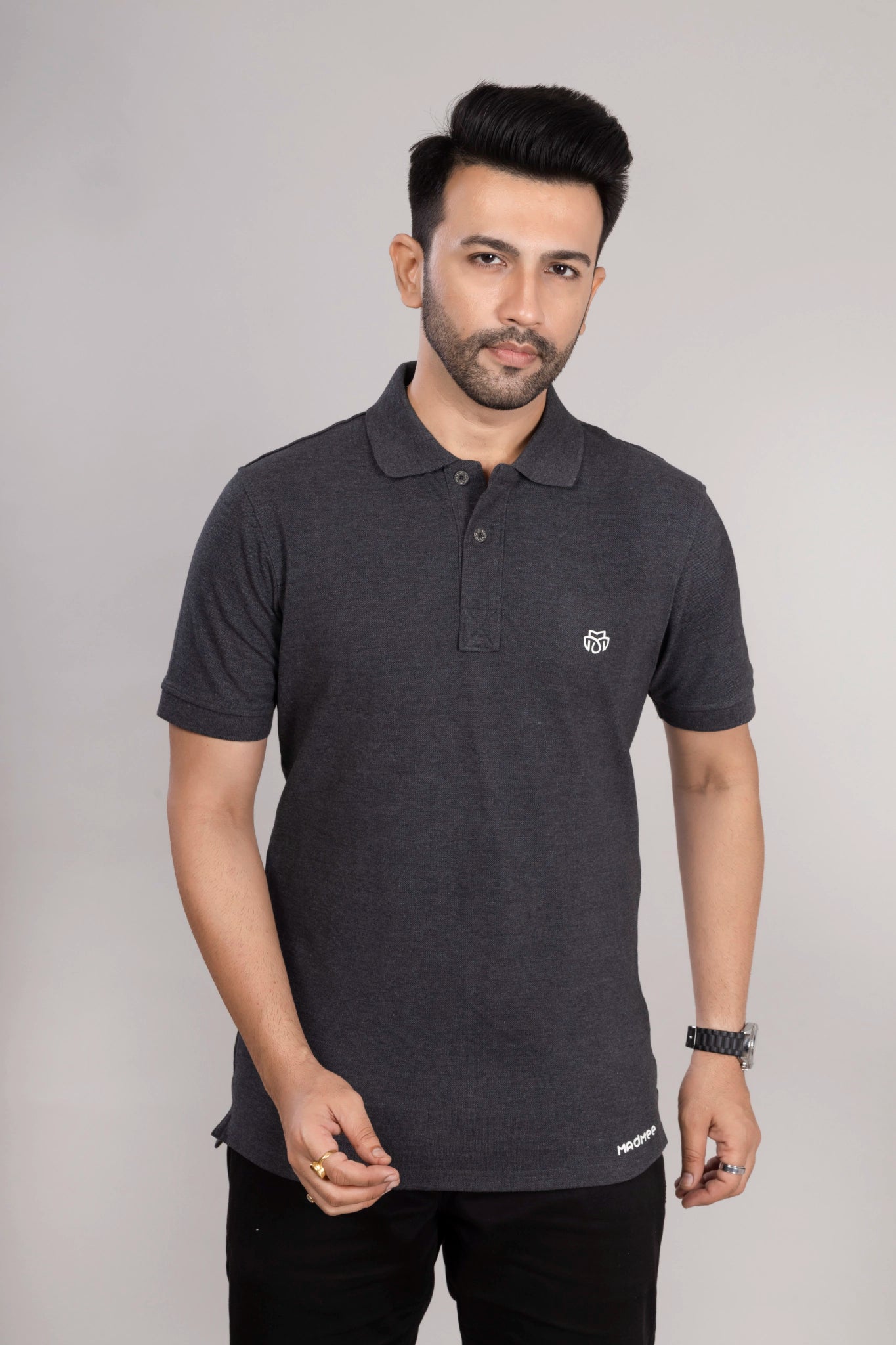 MAdMee Ace Polo - Charcoal Melange