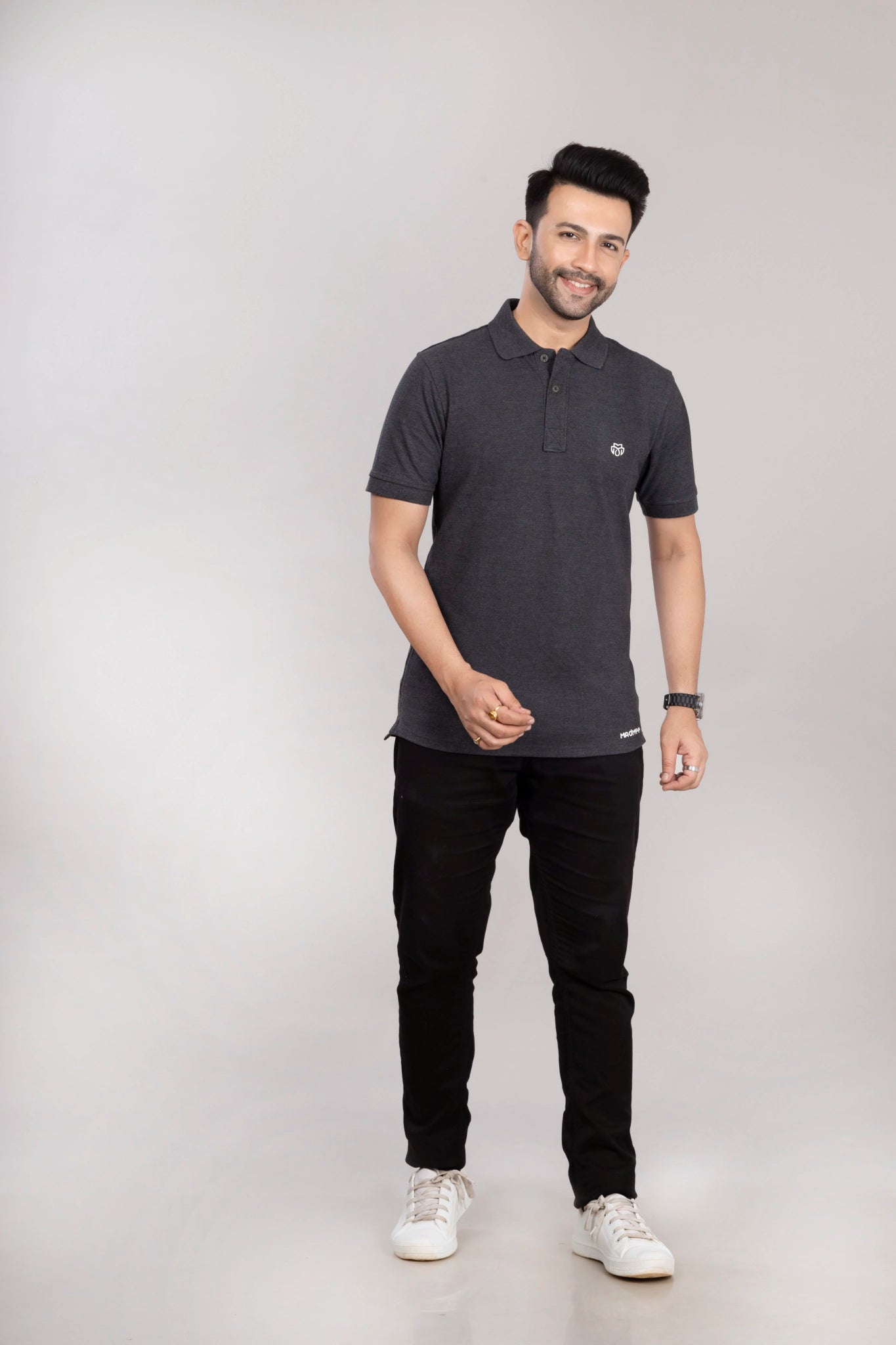 MAdMee Ace Polo - Charcoal Melange