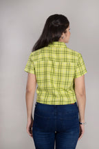 MAdMee Chic-Knot Checkered Shirt - Lime Zest Check