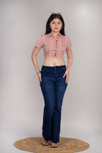 MAdMee Smocksy Crop Top - Blush Pink Stripe
