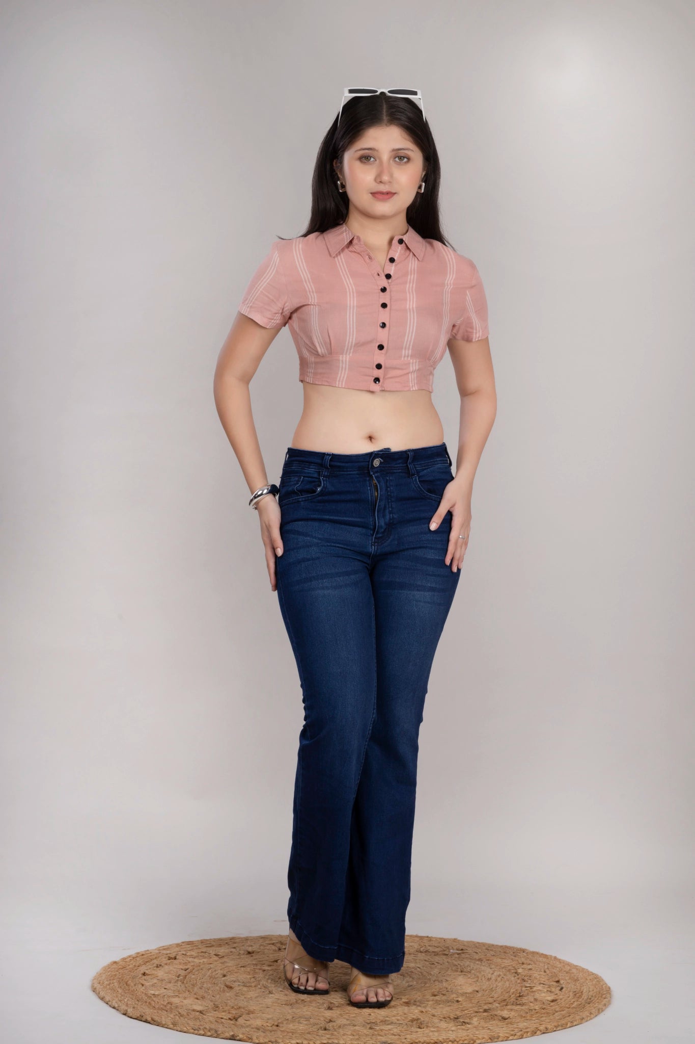MAdMee Smocksy Crop Top - Blush Pink Stripe