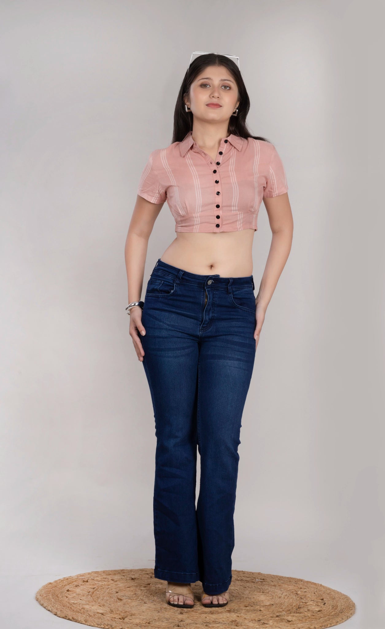 MAdMee Smocksy Crop Top - Blush Pink Stripe