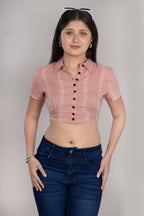 MAdMee Smocksy Crop Top - Blush Pink Stripe