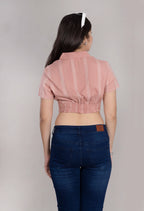 MAdMee Smocksy Crop Top - Blush Pink Stripe