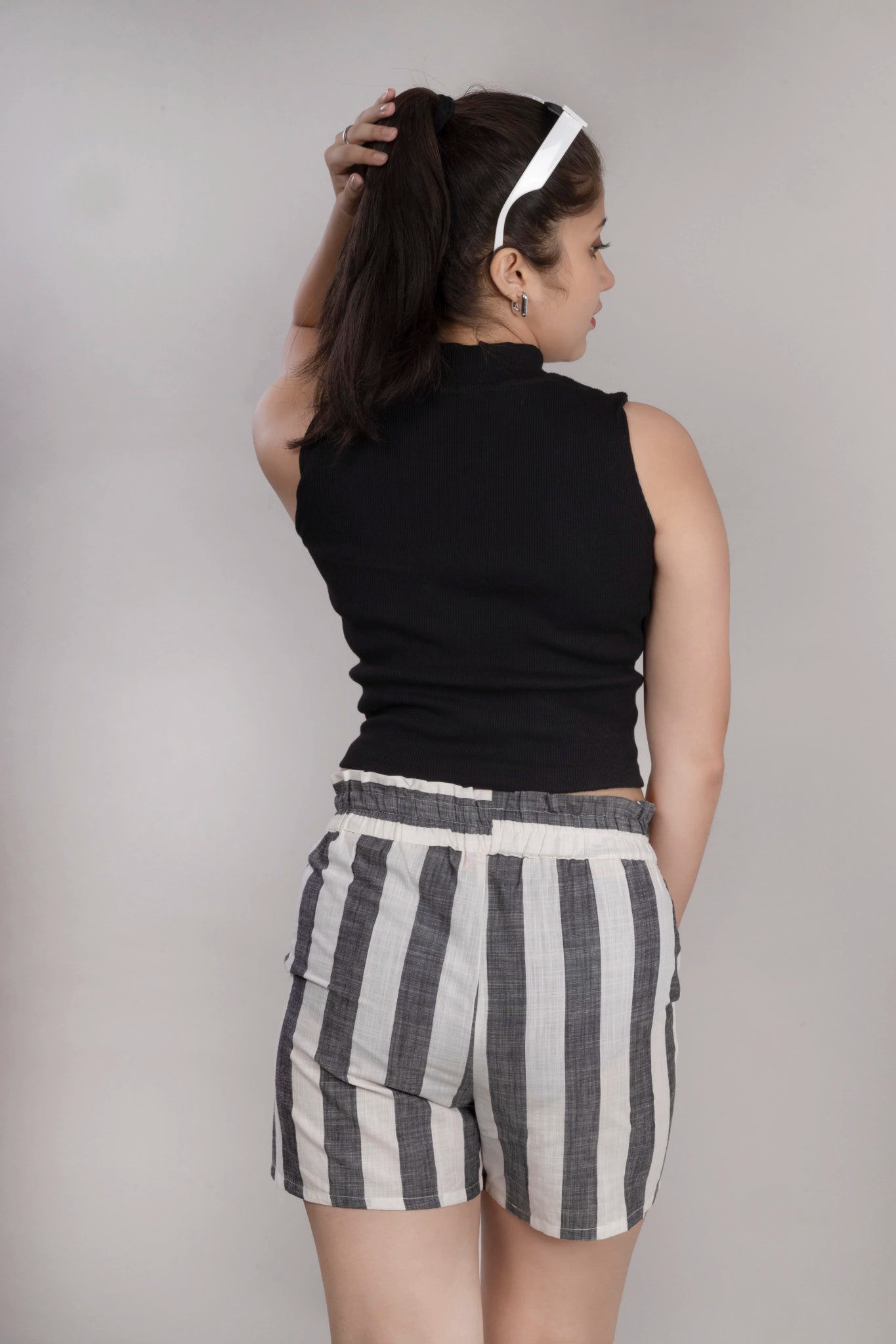 MAdMee StripeEase Woven Shorts - Cloud Stripe