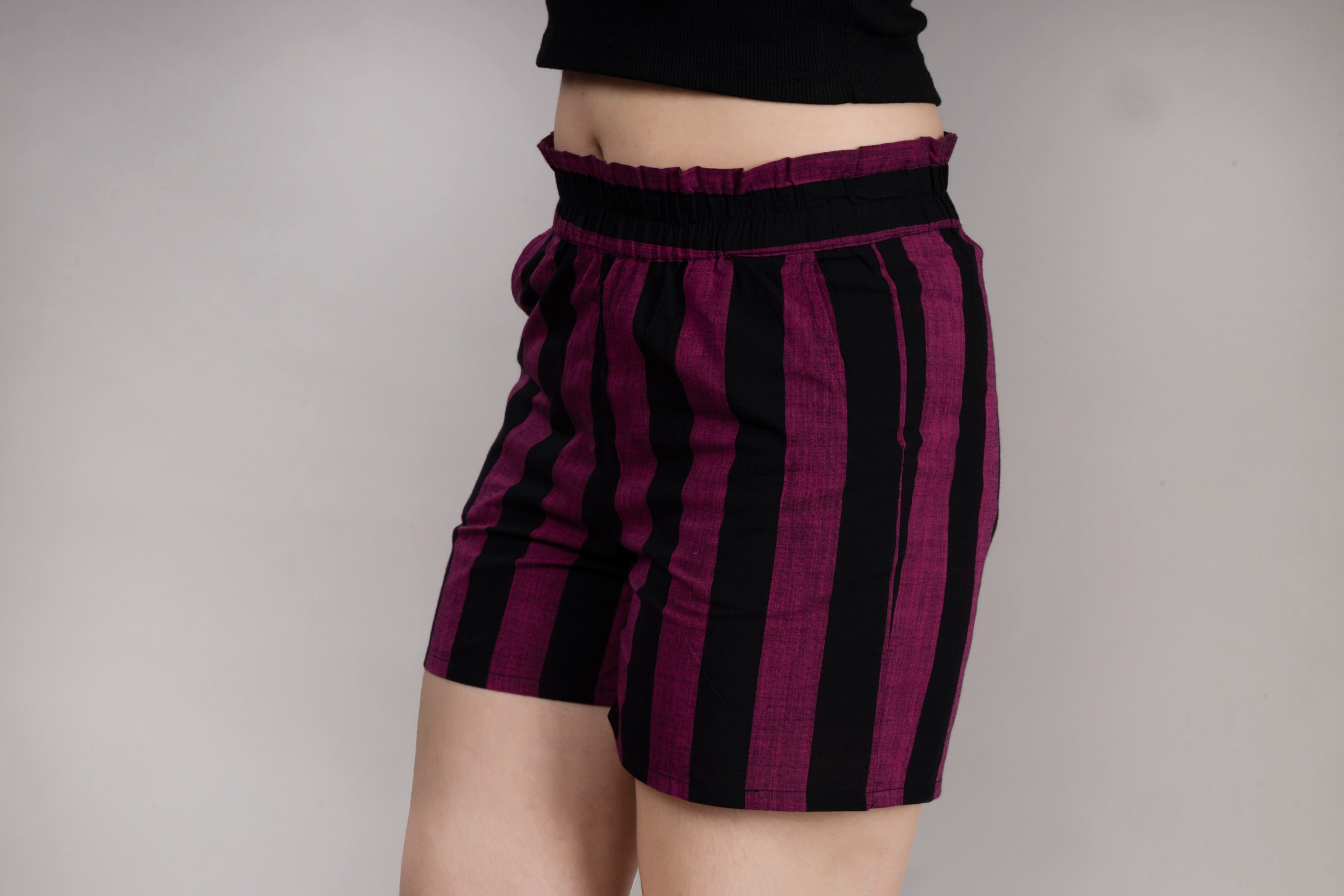 MAdMee StripeEase Woven Shorts - Magenta Stripe