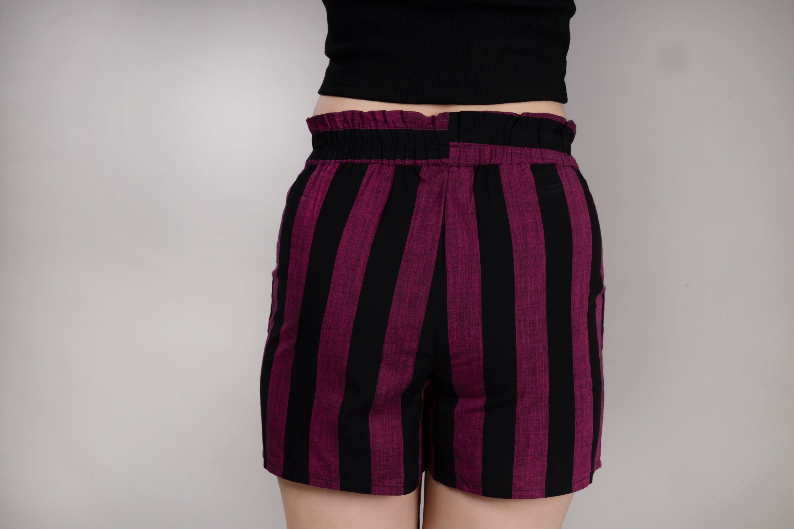 MAdMee StripeEase Woven Shorts - Magenta Stripe