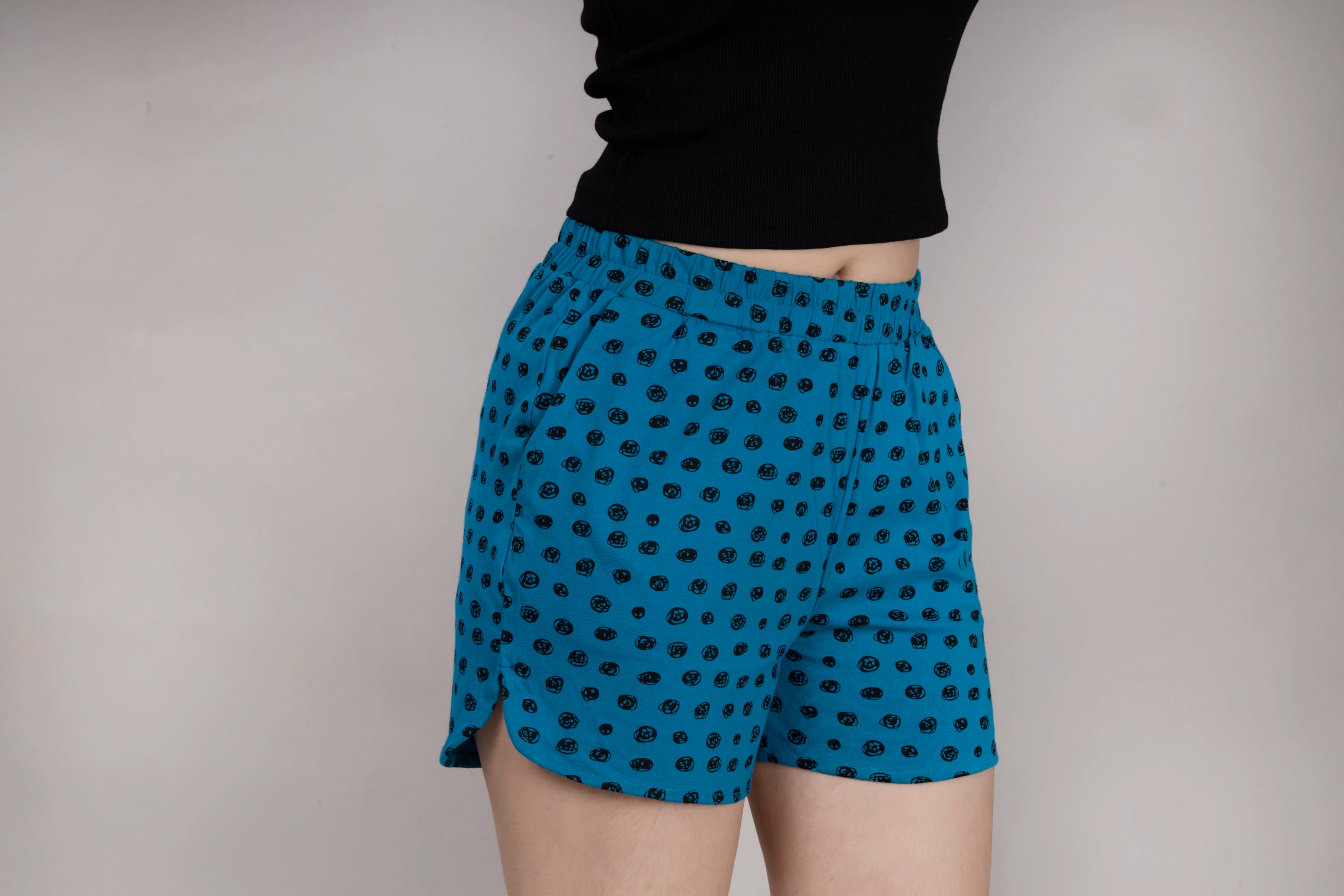 MAdMee Wave Cut Shorts - Teal Pop