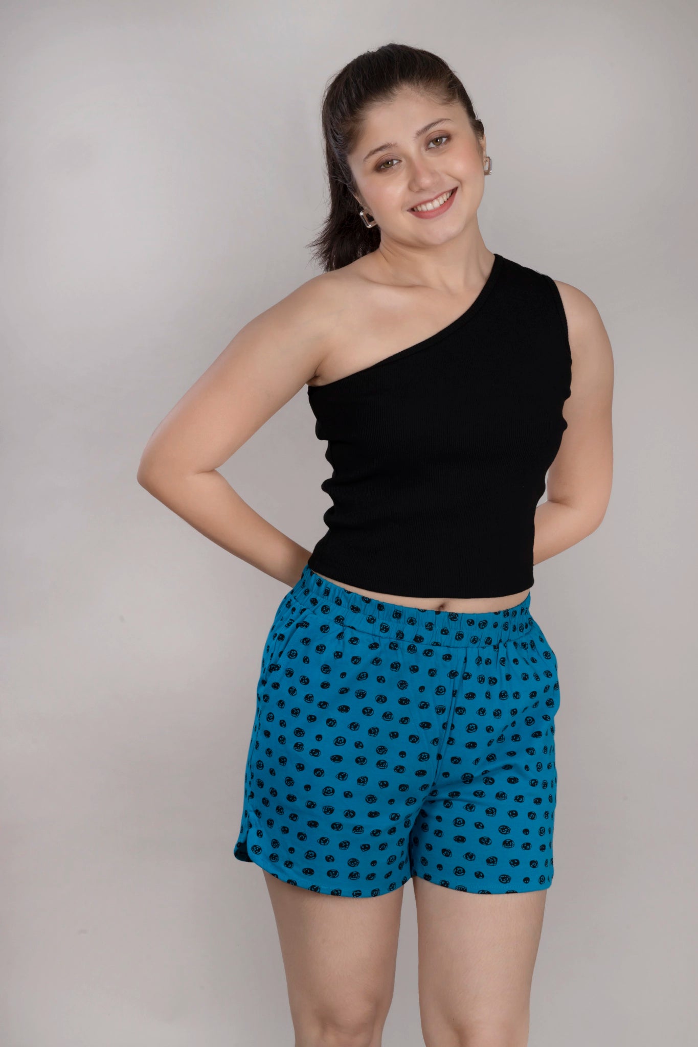 MAdMee Wave Cut Shorts - Teal Pop