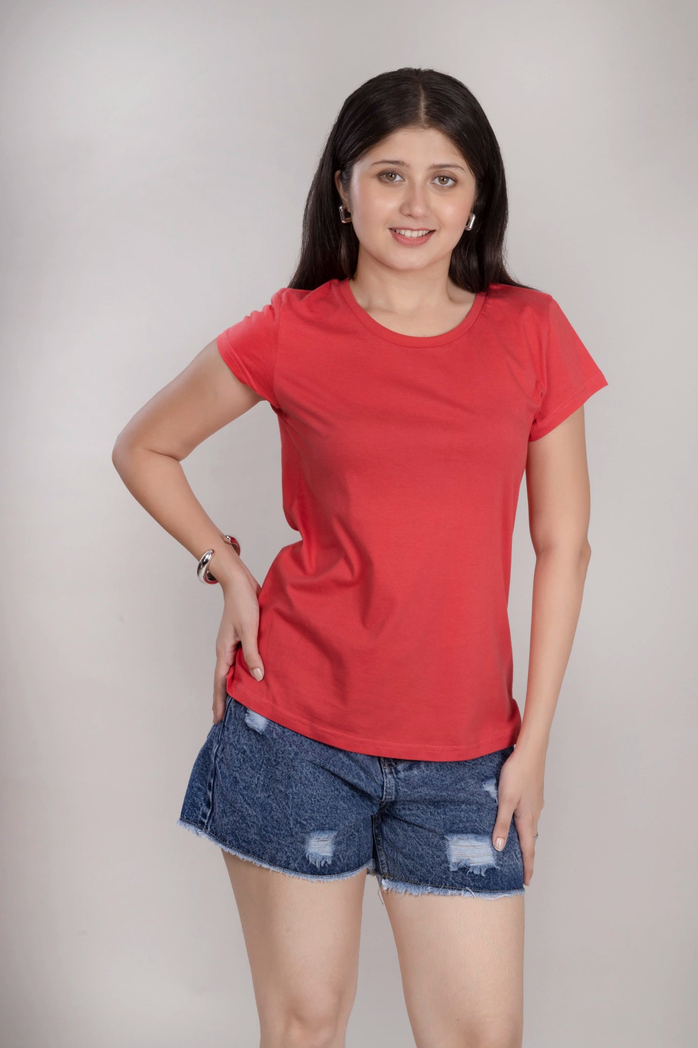 MAdMee EverydayEase Round Neck T-Shirt - CherryPop