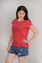 MAdMee EverydayEase Round Neck T-Shirt - CherryPop
