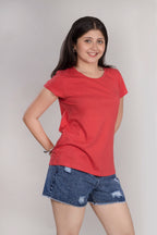 MAdMee EverydayEase Round Neck T-Shirt - CherryPop