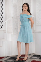 MAdMee Off-Shoulder DreamFit Dress - Ocean Mist