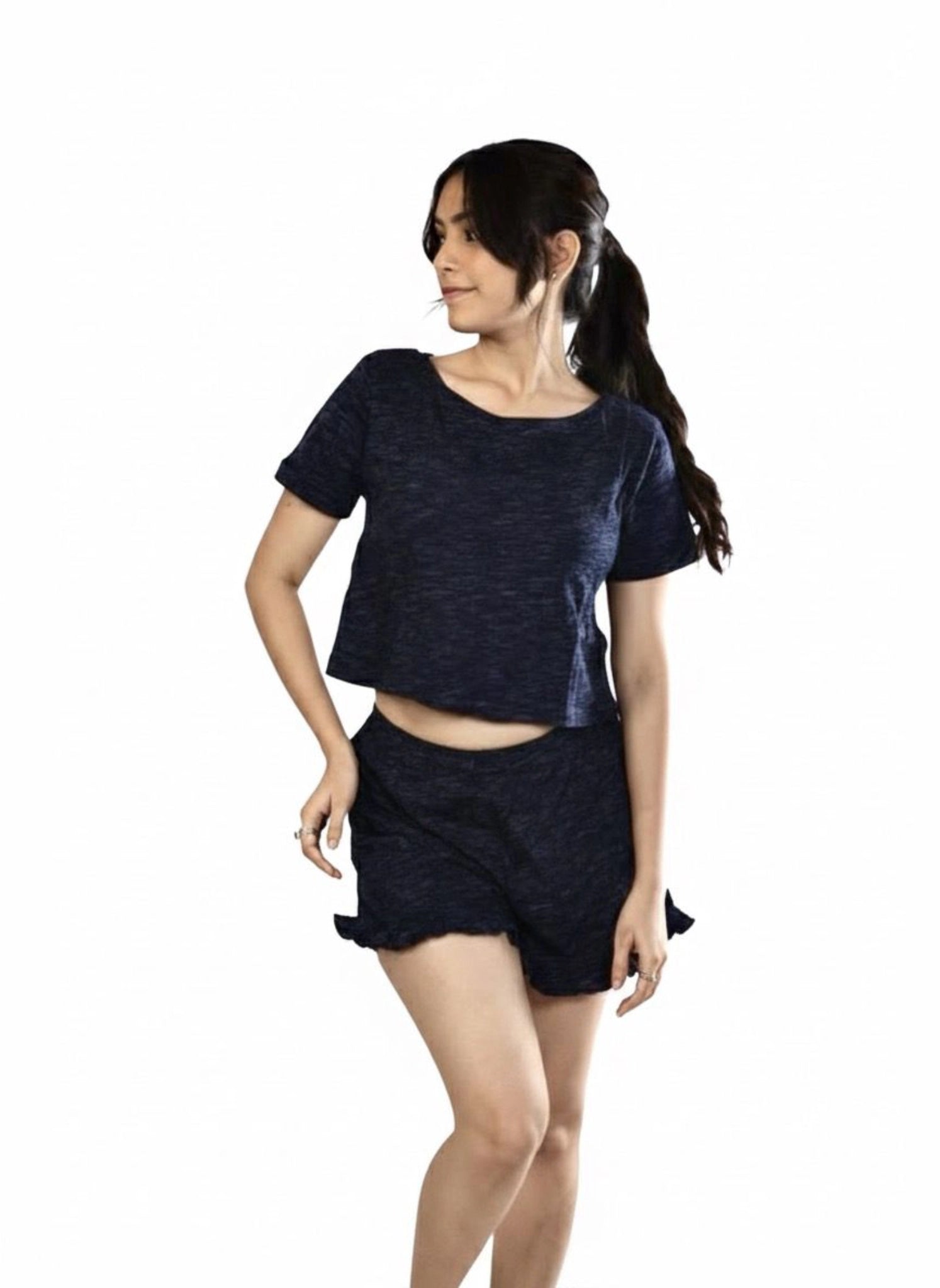 MAdMee Soft Knitted Co-ord Set – Midnight Navy